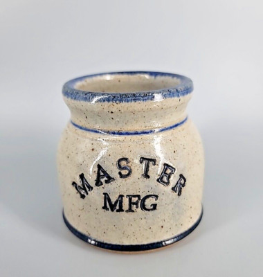 Blue Salt Glazed Pottery Crock Stoneware Gray Master MFG 1994 Signed 3 7/8'' Tall