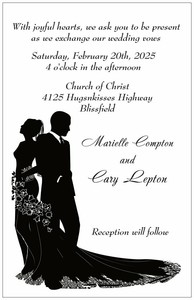 30-50-100-Modern-COUPLE-IN-SILHOUETTE-Any-Color-FONT-WEDDING-Invitation