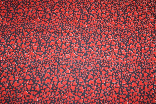 Valentines Day Fabric By Yard Red Heart & Black Crisp Vintage 2000 Cotton Fabric - Picture 2 of 8