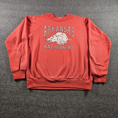 Vintage Arkansas Razorbacks Sweatshirt Mens Large Red NCAA Football Belton 70s