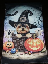 Yorkshire Terrier Halloween Garden Flag 12x18