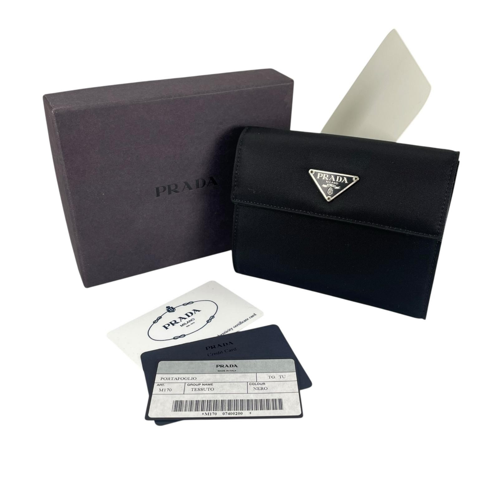 PRADA Triangle logo Nero Tri-fold wallet black Women【used】 thumbnail 10