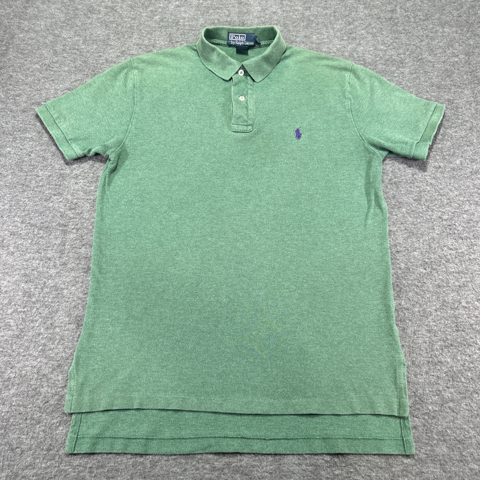 Polo Ralph Lauren Camicia Uomo Taglia Large Verde con Viola Pony Classica Preppy