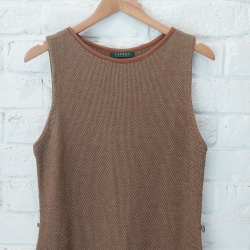 Ralph Lauren Knit Midi Dress Womens L Brown Silk Cashmere Merino Wool Blend - Picture 2 of 9