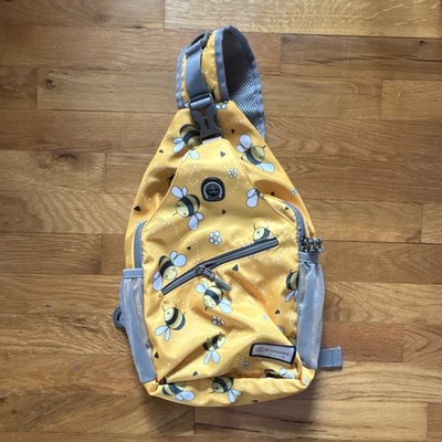 ZOMAKE Bee Print Hiking Waist Pack Yellow Adjustable Strap 3 Pockets Mesh