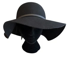 House of Harlow 1960 Ladies Floppy Brim Wool Hat Black 