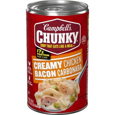 Creamy Chicken Bacon Carbonara Soup - 18.8 oz Can, Hearty Meal Option