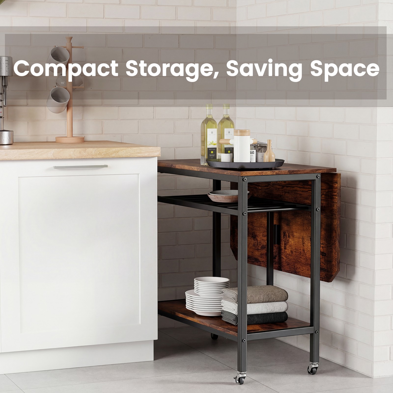 Folding Dining Table Movable Kitchen Table