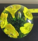 St. Clair - YellowTrumpet Flowers Art Glass Paperweight 1978 Controlled Bubbles — photo 2