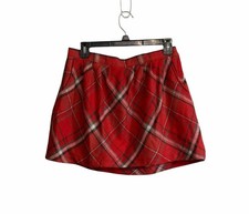 NWT Old Navy Plaid Pleated Mini Skirt Wool Blend Sz 4 Red Academia Y2K VTG