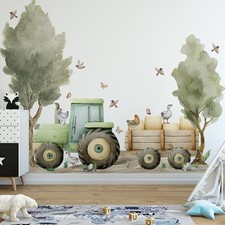 Farm Tractor Wall Decal,Farmhouse Animals Chickens, Ducks, Birds,Goose,Clouds...