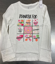 NWT Gap Kids Girls White Long Sleeve Thankful for: Graph TShirt Size 8-M Kids