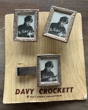 Vintage Fess Parker Davy Crockett Tie Clasp and Cufflink Set
