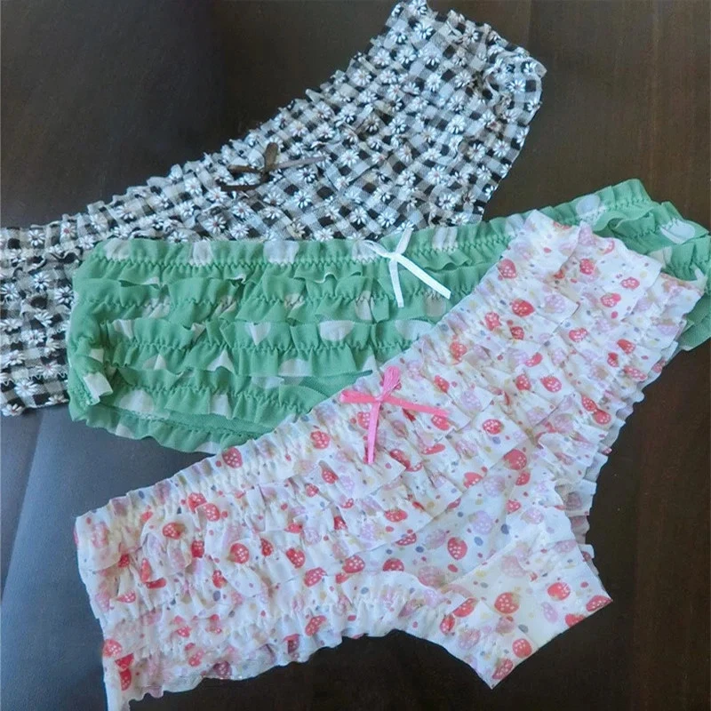 1 par de bragas para mujer de malla de encaje cintura baja lunares transpirables calzoncillos panty Foto 3 de 4