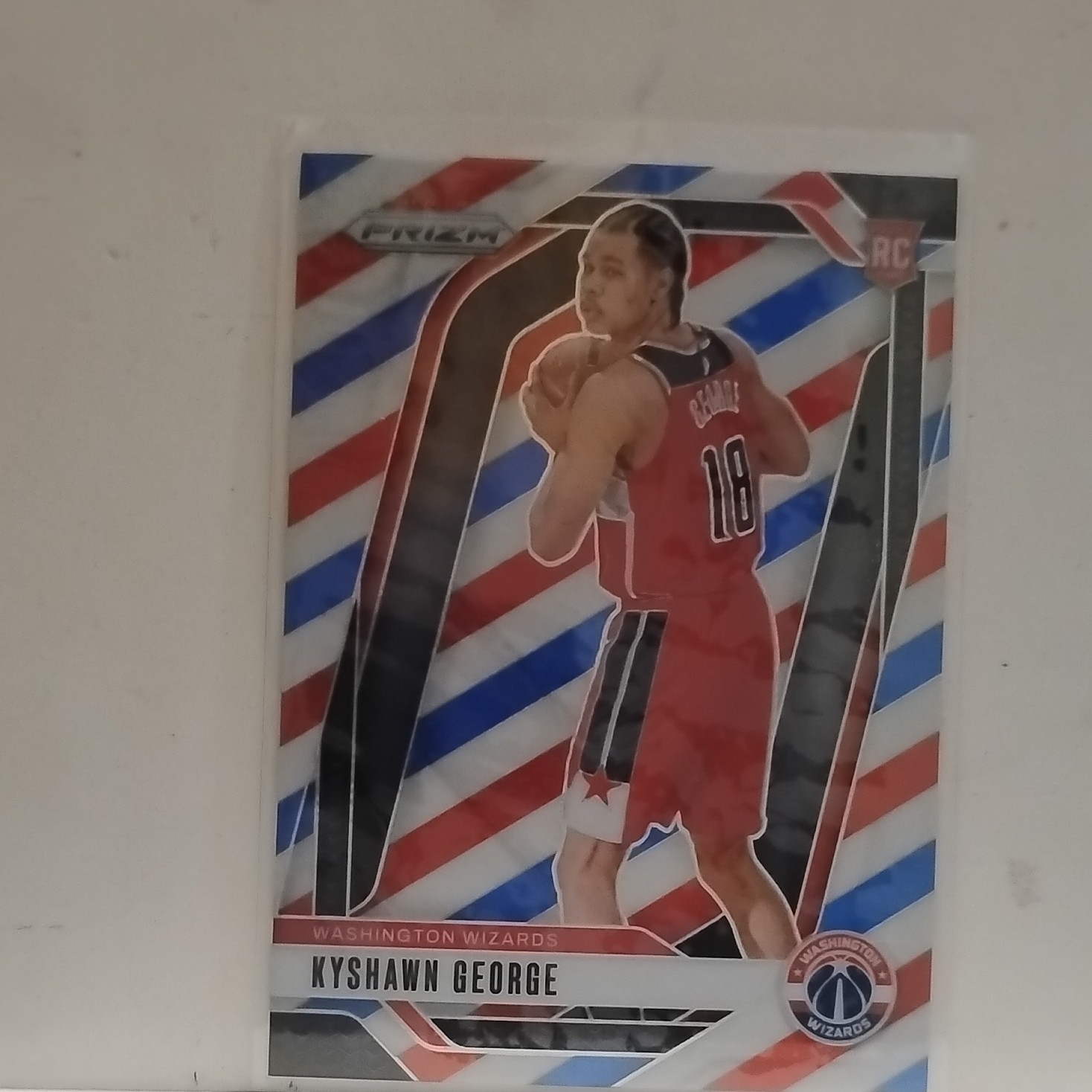2024-25 Panini Prizm Kyshawn George Rookie #257 Red White Blue Wizards