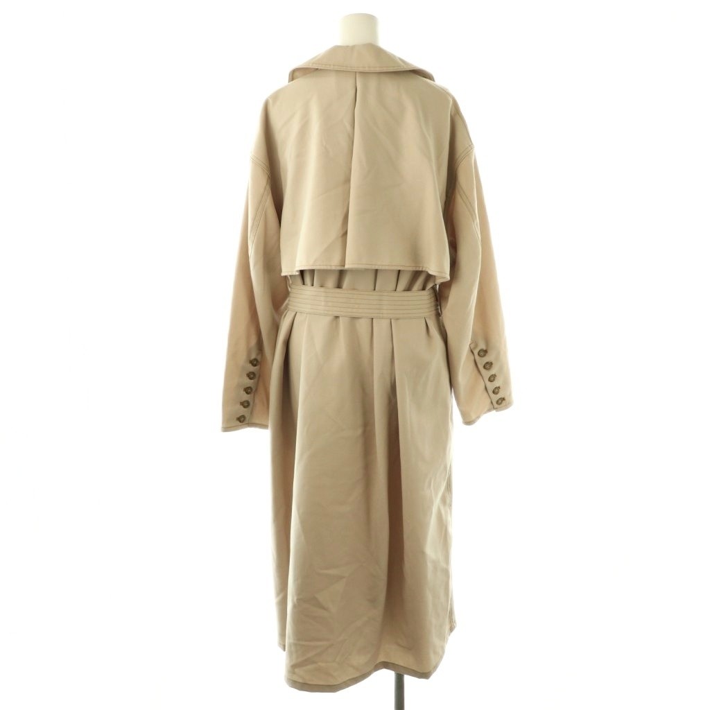 Ameri VINTAGE Wave Front Over Coat Long S Beige U… - image 2