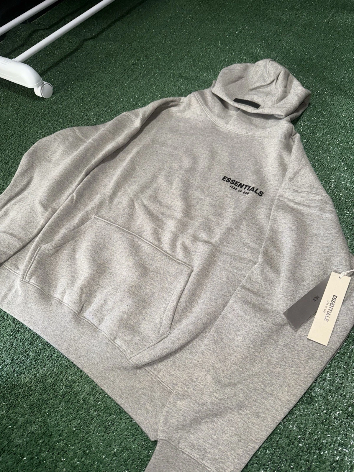 Felpa con cappuccio Fear of Gods Essentials farina d'avena scura taglia S L