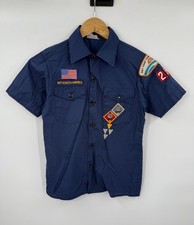 Boy Scouts of America Youth Uniform Shirt Blue Cotton Blend USA Size Medium