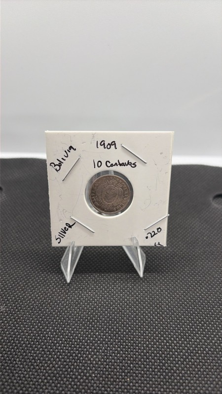 1909 Bolivia 10 Centavos Silver Coin