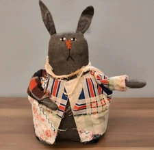 Primitive Folk Art Rabbit Doll Handmade 9"