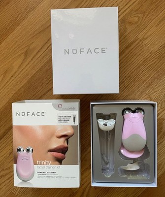 NuFace Trinity PINK preowned facial trainer kit w/extras; lip & infrared wrinkle