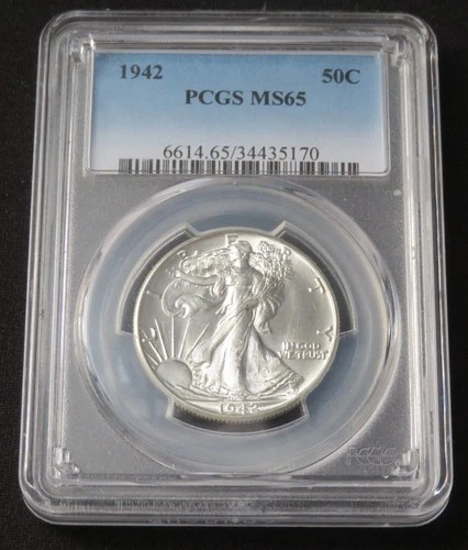 1942 Walking Liberty Half Dollar PCGS MS65. Excellent Eye Appeal