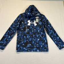 Under Armour Fleece Hoodie Big Logo Printed Blue Camo Size Youth Large