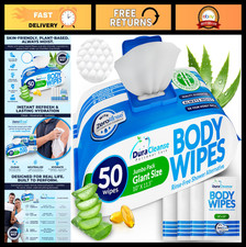 XL Body Wipes for Adults - 50 Cleansing No Rinse Bath Sheets  4 Travel Wipes, T