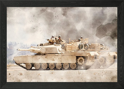 am 1 abrams in aquarell gerahmtes Wandbild Poster Leinwanddruck Bild