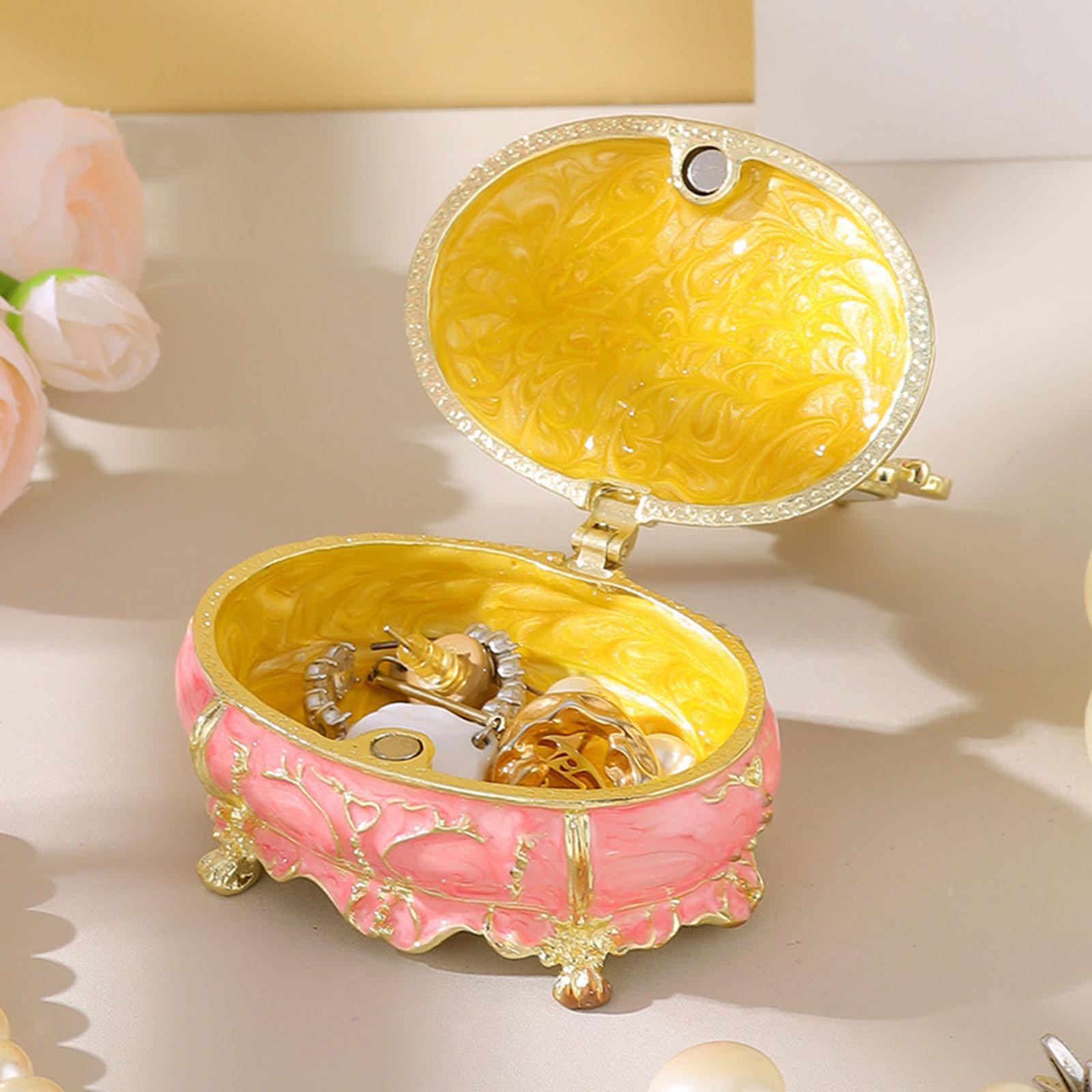 Handcrafted Enameled Trinket Jewelry Box Organizer Tabletop Decoration Holder