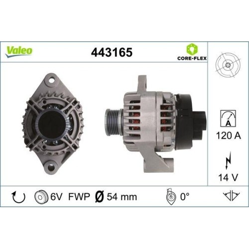 Alternateur Valeo 443165 Valeo Core-flex Alfa Romeo Chrysler