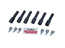 7-8mm 6 pack Straight Spark Plug Wire Boots With Terminals for THREADED plugs