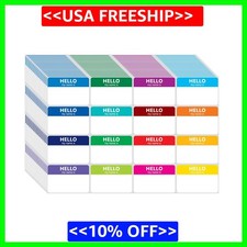 400 Pcs Name Tags Colorful Sticker-16 Colors 3"x2" Hello My Name is Peel Sti