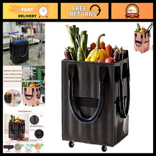 Foldable Shopping Cart on Wheels, Reusable Grocery Bag, 67 lbs Capacity, Ideal f
