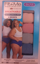Fruit Of The Loom Fit For Me 6 Breathable Cotton Mesh Briefs Size 10 - New