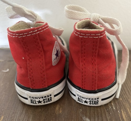 Converse All Star Infant High Top Size 4 Red Tennis Shoes Chuck Taylor - Picture 5 of 8