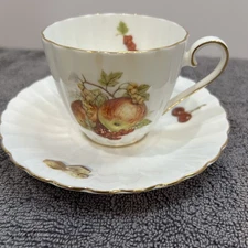 Vintage ROYAL TUSCAN England Fine Bone China Tea Cup & Saucer Fruit & Nut