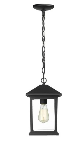 Z-Lite 531CHM Black Portland Single Light 8"W Outdoor Mini Pendant - Picture 4 of 8