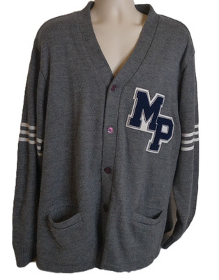 MP High School Varsity Gray Thick Cardigan Sweater size 2X