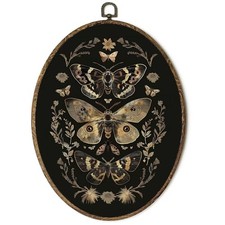 Black Moody Vintage Butterfly Oval Wall Art Decor, Dark Academia color-4