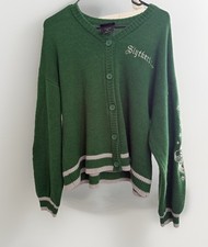 Harry Potter Slytherin Green Knit Cardigan Sweater Wizarding Cosplay Size L