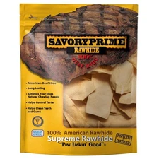 Savory Prime 46 Low Fat Cholesterol Free Natural Rawhide Chips 1 lbs. for Dogs