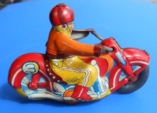 Vintage Tin Litho Motorcycle With Rider - Made in Japan - 3.5" Long