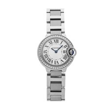 Cartier Ballon Bleu Steel Quartz 28mm Diamond Bracelet Watch W4BB0015