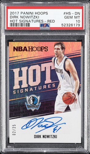 2017 PANINI HOOPS HOT SIGNATURES RED #HS-DN DIRK NOWITZKI #/25 PSA 10 AUTO