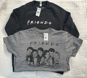 NBC Studios Friends Puff Logo Grey Sweatshirt & Soda Sharing T-Shirt Sz. M