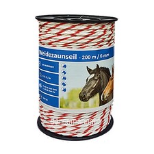 200 Meter Weidezaunseil  6 mm,5 Niro + 1x CU, weiss-rot