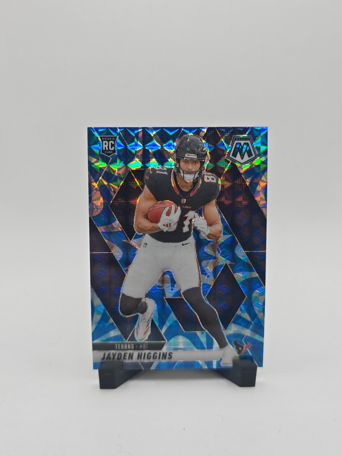 2025 Panini Mosaic -- Jayden Higgins #346 Blue Reactive Rookie Texans
