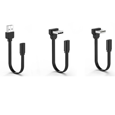 USB 2.0 to Type C Female Flat Soft Data Cable 90 Degree Adapter for Tight Space