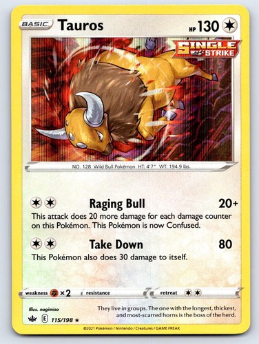 Tauros 115/198 Holo Rare Chilling Reign Pokemon